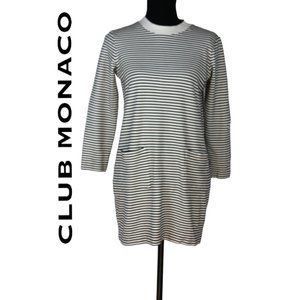 Club Monaco Crewneck, Long Sleeve Striped T-Shirt Dress Size Medium